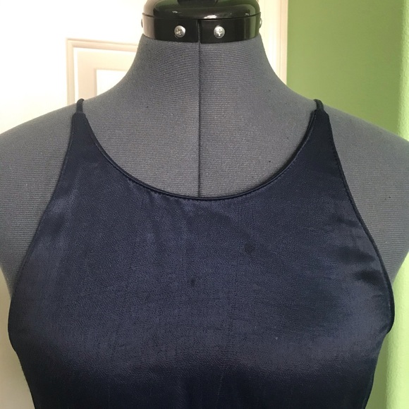 Zara Navy Blue Satin Cut Out Top - Picture 6 of 8